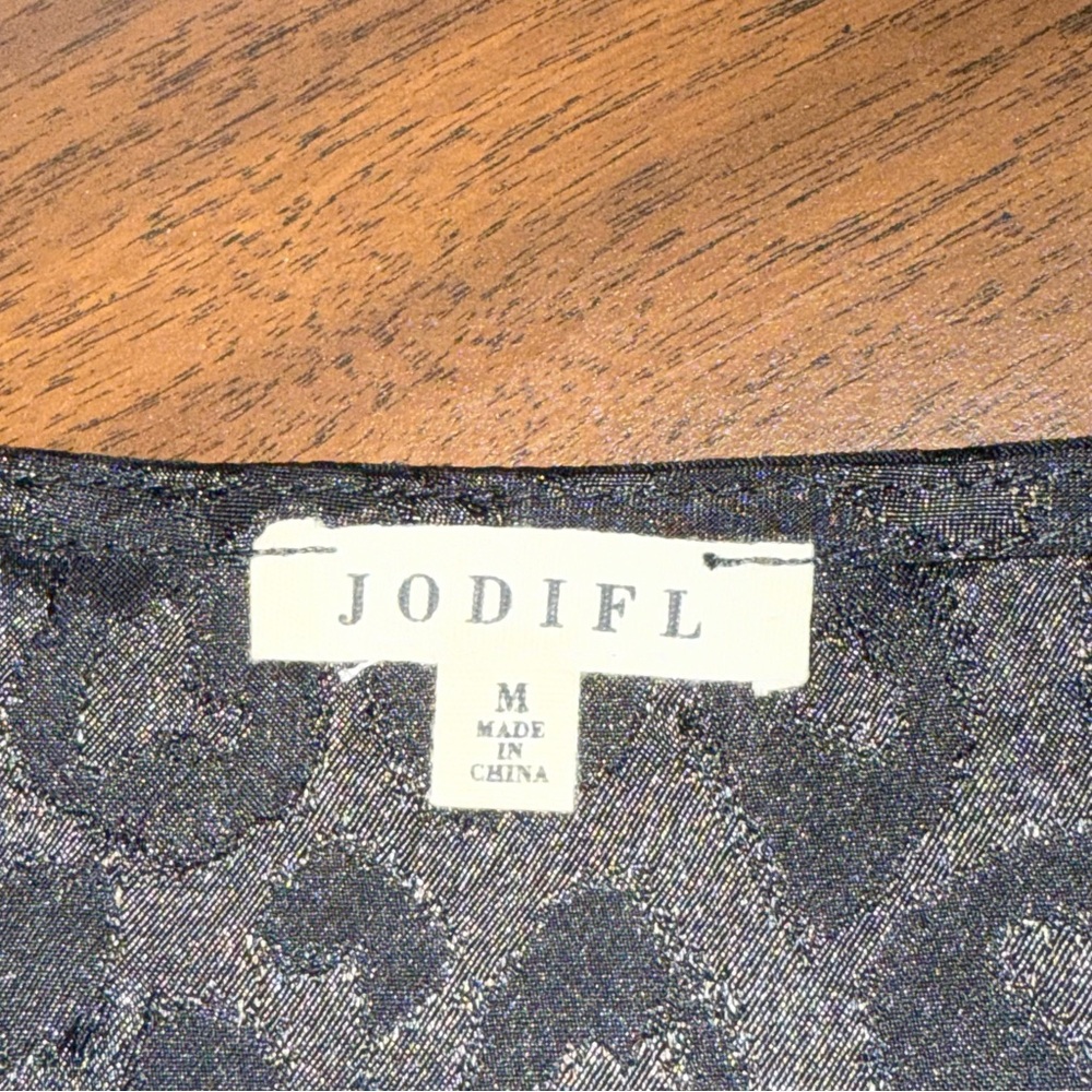 JODIFL Sheer Leopard Print Blouse V-Neck Long Sleeve Flowy Boho Top - Picture 5 of 8